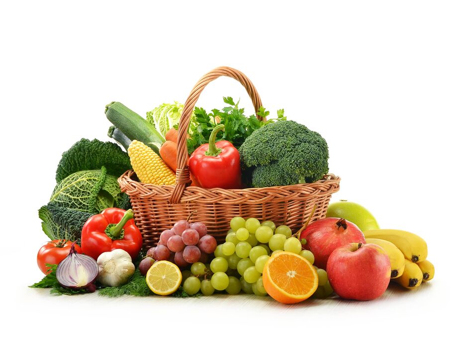 fresh fruits and vegetables on a diet